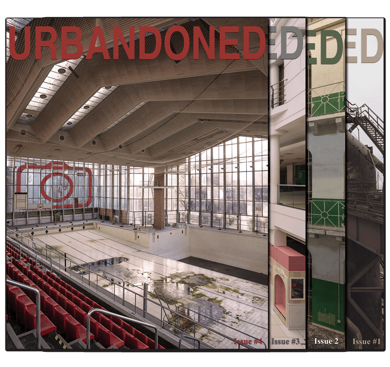 Urbandoned Issues 1–4 shown together with their four photographic covers